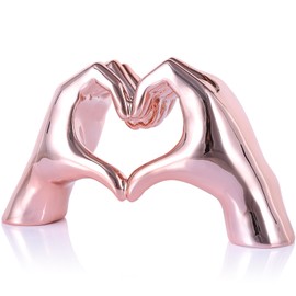 WUBIANJIE Pink Heart Hands Sculpture Boho Living Room Decor, Aesthetic Shelf Decoration, Ideal for Coffee Table, Shelves, Home, Bedroom, Birthday, Wedding Table Decor, and Symbol of Love