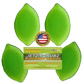 Jetz-Scrubz Scratch-Free Scrubber Sponge, Lime Shaped, Set of 4, Made in USA