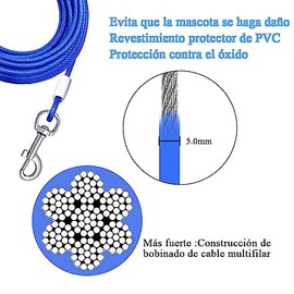 Correa para Perros, Correa de Acero,Correa para Perro de Alta,Perfecta para Perros Grandes Medianas y Pequeñas,1.8m/3m (Azul, 1.8m)