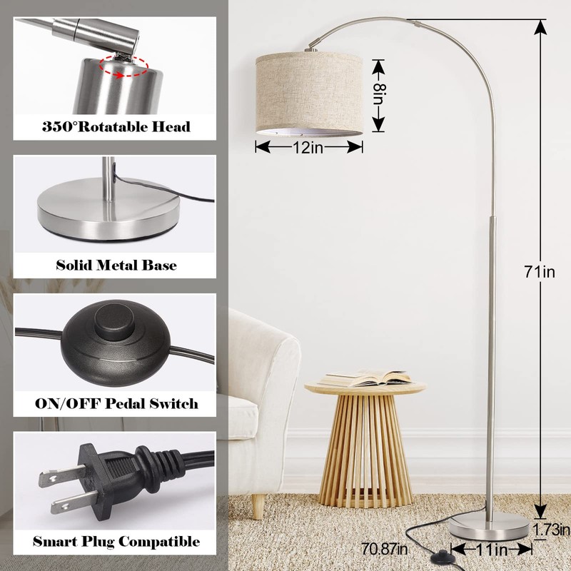 Arc Floor Lamp, Modern Floor Lamp for Living Room with