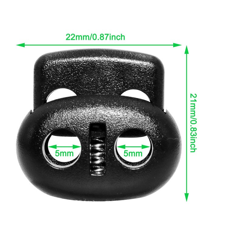 Plastic Cord Locks Double Hole Spring Stopper,Suit for Drawstrings,Bags,Shoelaces,Clothing (10)