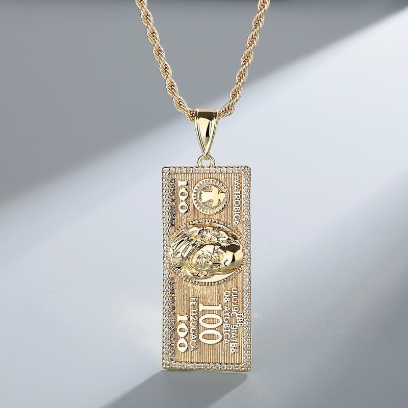 14K Golden Plated Dollar-Shaped Jewelry Set Trendy 3-Piece Costume earring,
