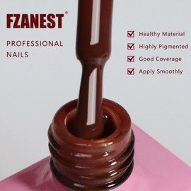 FZANEST Red Brown Gel Nail Polish,15ml Soak Off Gel Polish Nail Art Manicure Salon DIY UV Lamp Cured Gel Nail Design Christmas Decoration at Home Winter #1096
