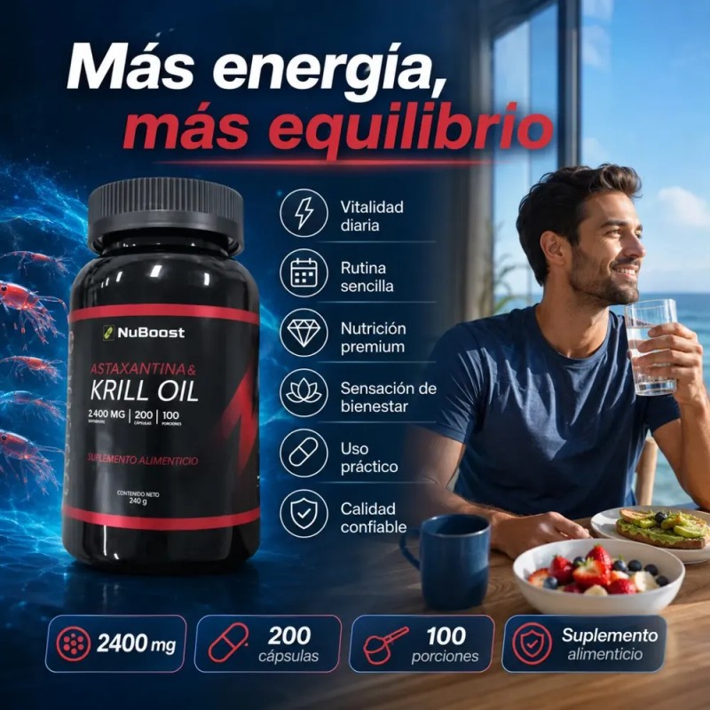 Krill Oil Con Astaxantina 2000 Mg 200 Cápsulas 100 Porciones