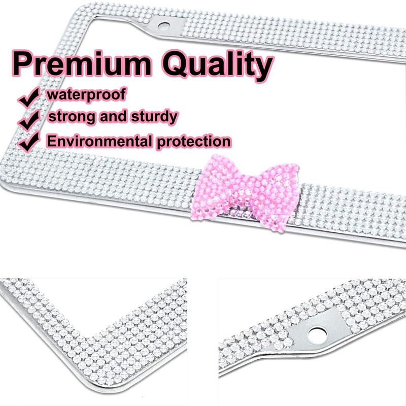 YCDKK 2 Pack Bling Rhinestone License Plate Frames for Women,