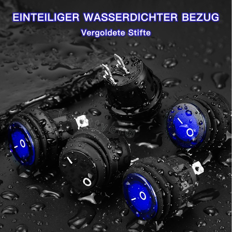 Pack of 5 12 V 20 A Waterproof Round Pre-Wired
