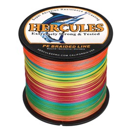 Hercules PE Fishing Line 4 Braid Fishing Line No. 0.8 9.9 lbs (4.5 kg), 1,640 ft (500 m), Multicolored PE X4, Long Cast Fishing Line, Strong Backbone, High Strength, High Sensitivity, Durable