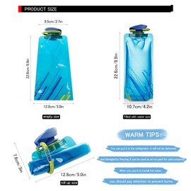 MOAMUN 8PC Collapsible Foldable Water Bottle, BPA Free Portable Reusable Water Bag with Carabiner for Outdoor Sports, Hiking, Adventure, Travel, Cycling (700ml, Blue, White, Red, Black)