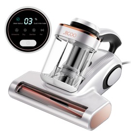 JIGOO Bed Vacuum Cleaner with Dust Sensor, Mattress Vacuum Cleaner with UV & Ultrasonic and High Heating, 13Kpa Suction 500W Powerful Double-Cup Handheld Vacuums (J300, Corded)