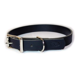 Full Grain Thick Leather Dog Collar (L/XL: 20"-24", Black)