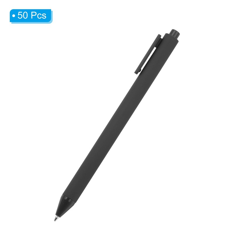 PATIKIL 50 Pack Black Barrel Click Pens, 1.0MM Black Ink