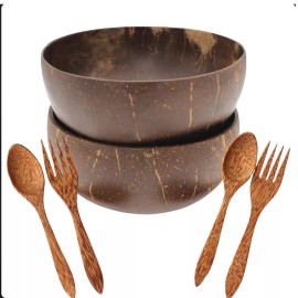 RoEsha Wooden Bowl Spoon Set Natural Coconut Wood Tableware Food Kitchen salad Acai Bow