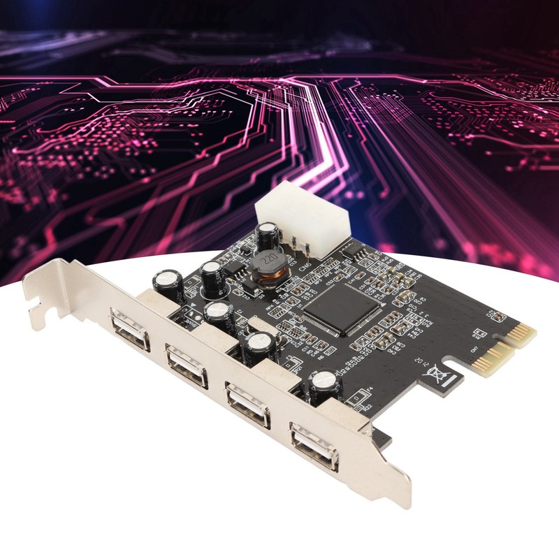 PCIe to USB2.0 Expansion Card 4 Ports 4 Pin Power