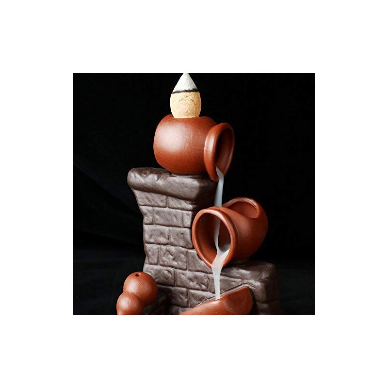 Ceramic Gourd Backflow Incense Burner Set, Waterfall Design with 20