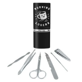 Morning Losers Coffee Cup Funny Humor Stainless Steel Manicure Pedicure Grooming Beauty Care Travel Kit