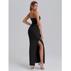 EYNMIN Spaghetti Strap Long Formal Dress Cut Out Ruched Bodycon