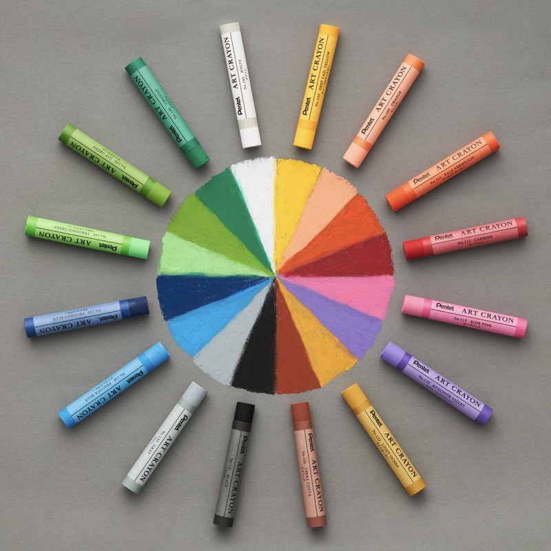 Pentel PTAC-16 Crayons Art Crayons, Set of 16 Colors