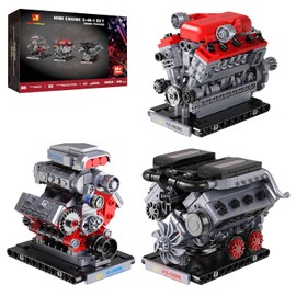 JMBricklayer 3-in-1 Mini Engine Model Car Kits that Runs, V8 V12 W16 Engine Kits for Adults & Teens, Physical Science Experiment STEM Toy, Collectible Engineering Gifts for Car Lovers 840PCS