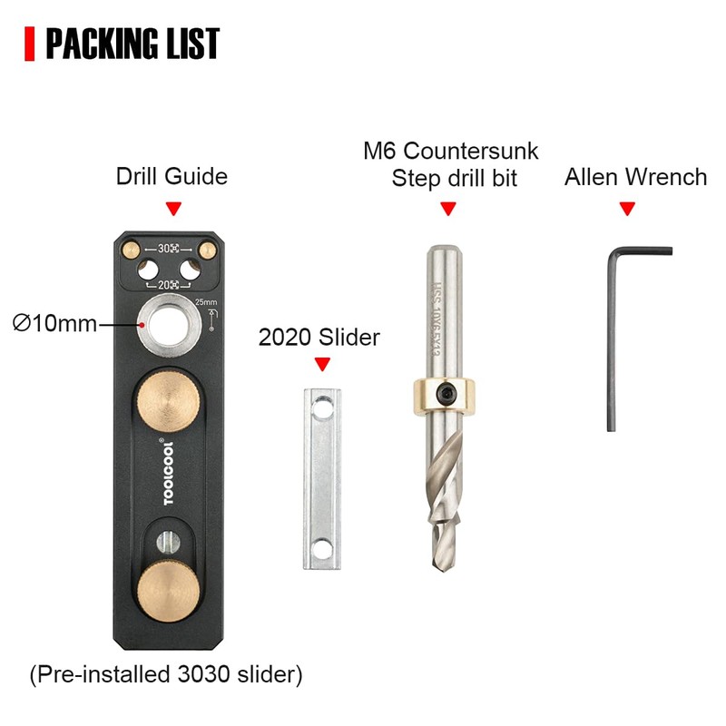 TOOLCOOL Aluminum Profile Drill Guide Access Hole Drill Jig For