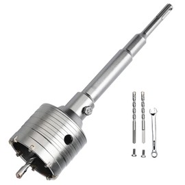 GRIXLEN 3-1/4 inch / 82mm Concrete Hole Saw with SDS Plus Shank Connecting Rod, 6.3mm Tungsten Carbide Tip for Concrete, Cement, Brick Wall