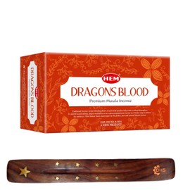 HEM Dragons Blood Premium Incense Sticks, Full Pack of 12, Each 15 gms with DHS incense stick holder for Yoga, Meditation, Healing, Spirituality, Aromatherapy, Incense Spa and Relaxation…