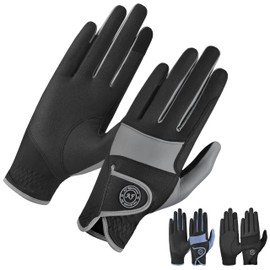 AF EQUESTRIAN Ladies Horse Riding Gloves – Lightweight, Touchscreen Compatible, Non-Slip Grip, Breathable Equestrian Gloves for Everyday Riding Rider Pro (Grey, Large)