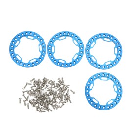 4Pcs 1.9in Wheel Outer Rings Rims High Abrasion Resistance CNC Machining Aluminum Alloy RC Wheel Rings Rims for 1/10 RC Blue