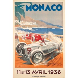 Monaco 1936 Expo Automobile Poster Print Reproduction Giclee Print 11x17