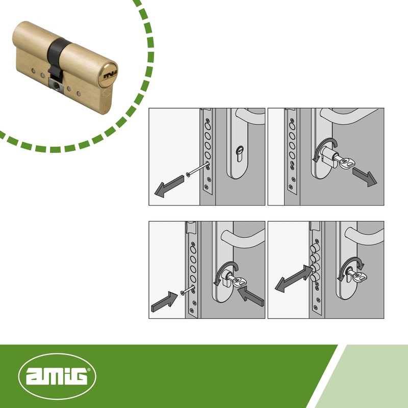 Amig 21538 Mod. 10000 High Security Cylinder, Matte Brass, 70
