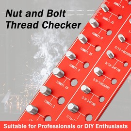 Thread Checker, 28 Nut and Bolt Thread Checker, Professional Bolt and Nut Identifier Gauge with Pre-drilled Mounting Holes, 14 Metric & 14 Standard Sizes, Suitable for Professionals or DIY Enthusiasts