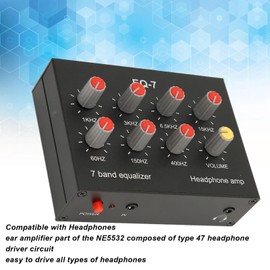 7 Band Sound Equalizer, Output Input, 12dB High Bass Adjustment, Two channel Digital Equalizer, 3.5mm Interface, for Recording, Streaming, Podcasting