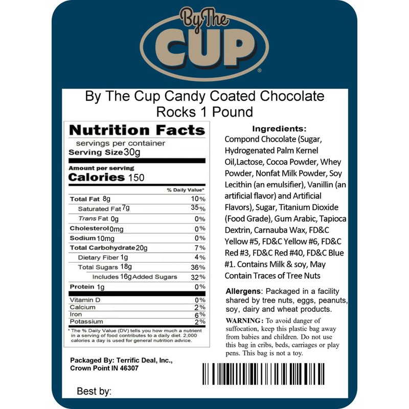 By The Cup Candy Coated Chocolate Rocks, 1 lb Bulk