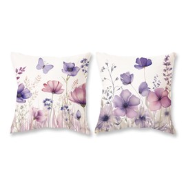 TAJWE Floral Throw Pillow Covers 20x20 Set of 2 Spring Summer Outdoor Decor Pillow Cases for Home Couch Decorations