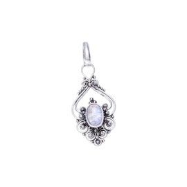 Windalf Medieval Bohemian Meduna Pendant 3.3 cm Moonstone Vintage Balance Amulet Handmade 925 Sterling Silver, Sterling Silver, Moonstone