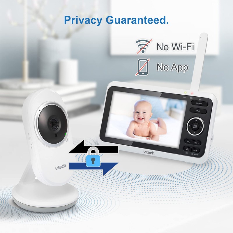 VTech VM350 Baby Monitor, 5" Screen, 1000ft Long Range, Night