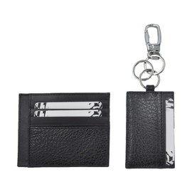 JUVENTUS Men's Juve 133446 100% Leather Credit Card Holder and Keyring Set Black, black