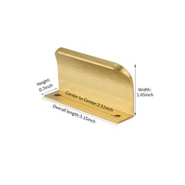 Satanga Pack of 2 Edge Finger Pull for Cabinets Kitchen Concealed Aluminum Hidden Bar Pulls Drawer Pulls Easy to Install 3.15 inch Overall Length Brushed Brass