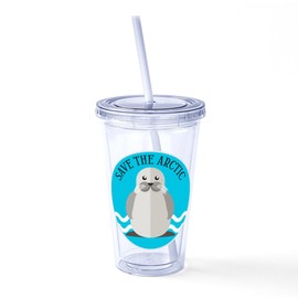 CafePress Save The Arctic Climate Change 16 oz Insulated Straw Tumbler with Lid