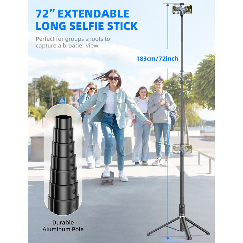 Trípode para teléfono celular de 72 pulgadas, trípode de aluminio