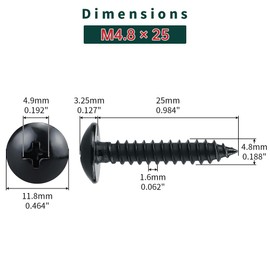 #10 x 1 Truss Head Wood Screws (50 pcs), 18-8 (304) Stainless Steel, Phillips Drive Truss Head Self Tapping Screws, Black Oxide Coated Sheet Metal Screws, Fayeploo (with Phillips Driver Bit)
