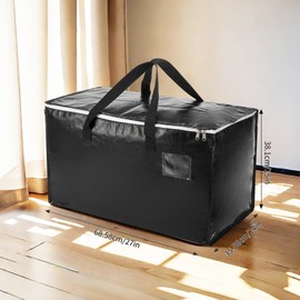 6 Pack Moving Bags Heavy Duty,Packing Bags For Moving,Water Resistant, Foldable,Zip Backpack,Reusable Storage,For Clothes Storage,Travelling Camping,College Essentials Moving Supplies(black and white)