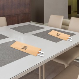 FELTECHELECTR 200pcs Kraft Paper Cutlery Holders Disposable Silverware Bags for Parties Weddings and Events Safe and Sanitary Utensil Pockets for Dining Table Decor