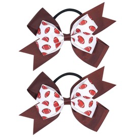 Football Hair Bow Hair Accessories Sport Hair Bow for Women Girls Baseball Bows Softball Bows for Girls Cheer Bow ZFQ02 (Brown)
