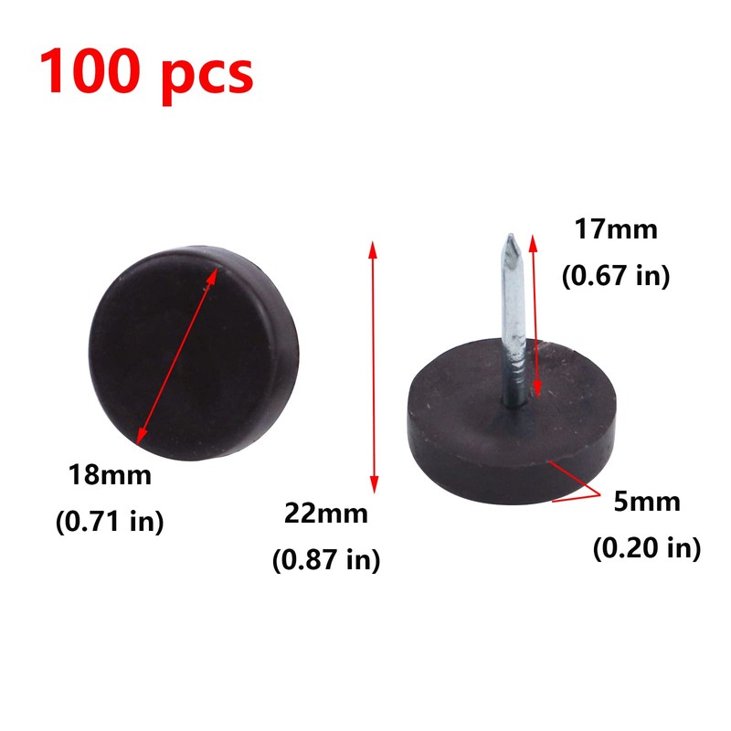 Antrader 100-Pack 5/8" Dia. Nylon Slider Glides Nail-on Furniture Table