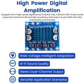 LAOMAO XH-A232 Digital Stereo Power Amplifier, 2x30W HiFi Sound, DC 8-24V, for Audio DIY, Home Audio Systems and Audio Engineering (Pack of 2)