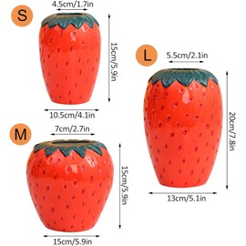 Strawberry Charm Ceramic Vase: Vintage-Inspired Décor for Home, Office, or Garden - Handcrafted, Unique, and Charming - Perfect for Floral Arrangements - Ideal Gift for Nature Lovers (Small)