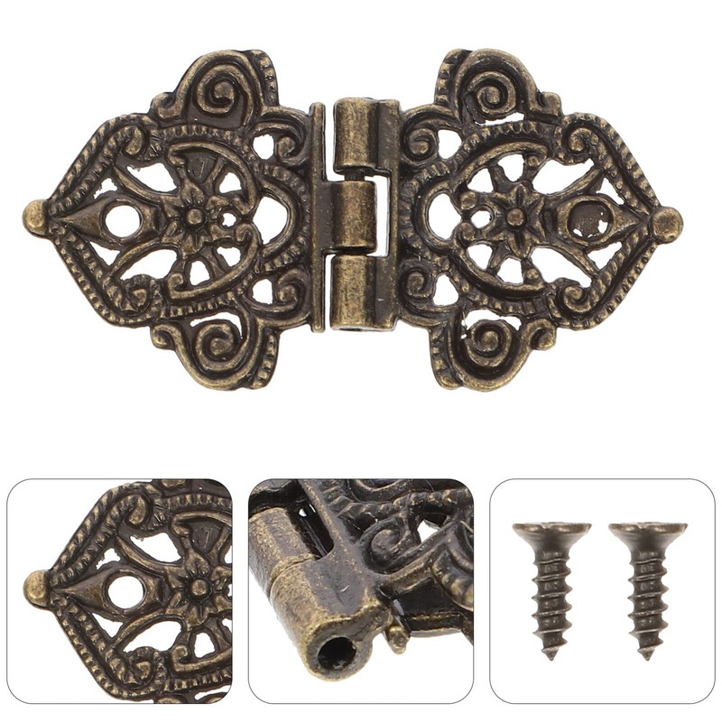 Operitacx 20 Pieces Antique Small Brass Hinges Box Hinges with