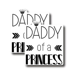 Daddy of A Princess Sticker - Cute Father's Day Gift Sticker - Daughter to Father Dad Gift-Premium Quality Vinyl Bumper Stickers 2-Pack | 5-Inch on Widest Side | Made in USA - FHJ764