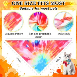 Geyoga 240 Pcs Dog Bandanas Bulk Easter Summer Spring Pet Bandanas Adjustable Triangle Dog Grooming Scarf Bibs Kerchief for Small Medium Large Cats Pet Costume Accessories(Tie Dye)