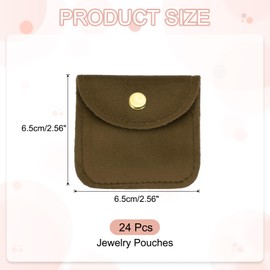 PATIKIL 3x3 Inch Velvet Jewelry Pouches, 24 Pcs Jewelry Packaging Gift Bags with Snap Button for Bracelet Necklace Rings Watch, Brown
